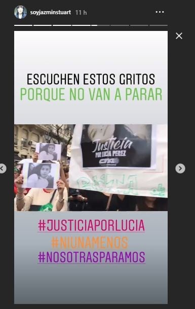 Las famosas se expresaron a través de las redes sociales en la nueva marcha de #NiUnaMenos