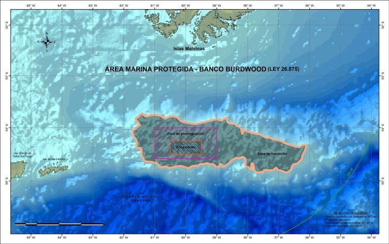 Banco Burdwood área Marina Namuncurá - Mar Argentino.