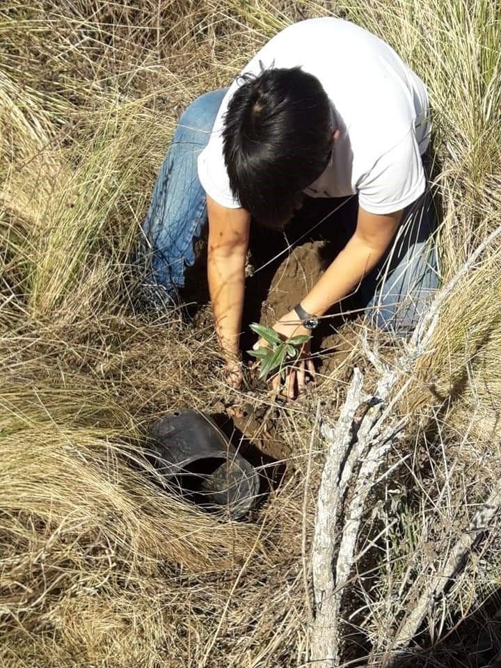 Sandra con las manos en la tierra, en plena labor. (Foto; gentileza Sandra López).