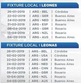 Fixture del seleccionado de hockey.