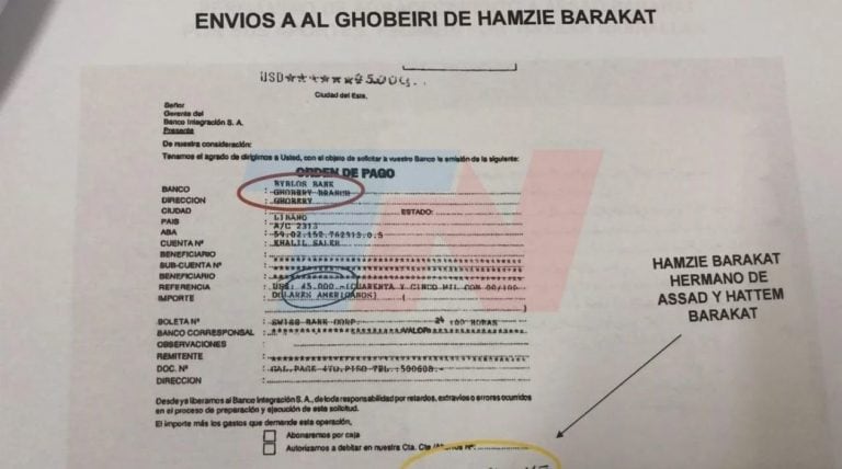 El envío de Hamzie a un jefe de Hezbollah en la triple frontera (Foto: TN)