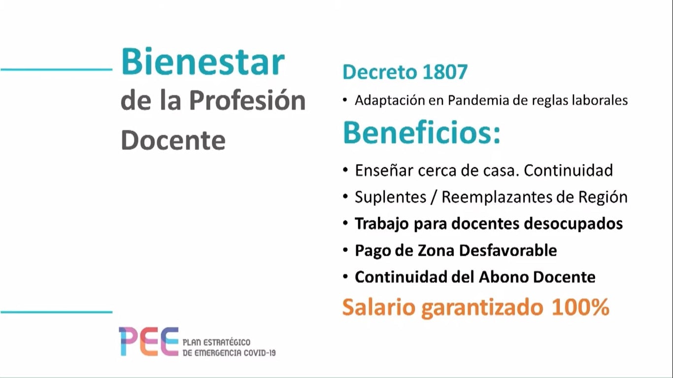 Para la defensa del controvertido decreto 1.807, las autoridades educativas presentaron una placa que resume los beneficios de la medida.