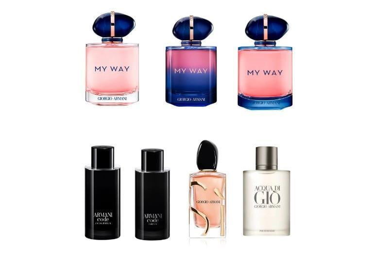 Los perfumes de Giorgio Armani combinan elegancia y sofisticación atemporal.