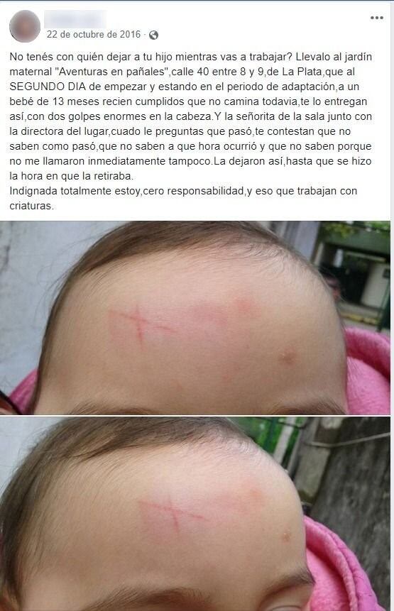 Bebe golpeada en el jardín de infantes (web).