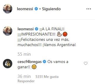 El comentario de Cesc Fábregas. (Instagram/@leomessi)