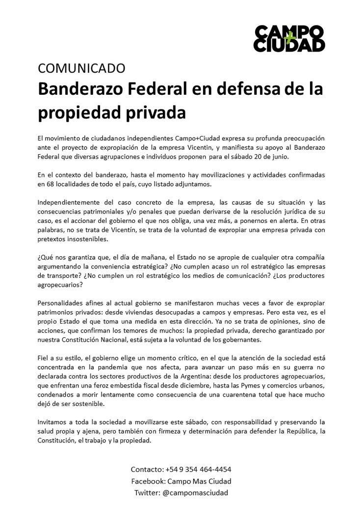 La convocatoria que circula en las redes sociales para el "banderazo" federal.