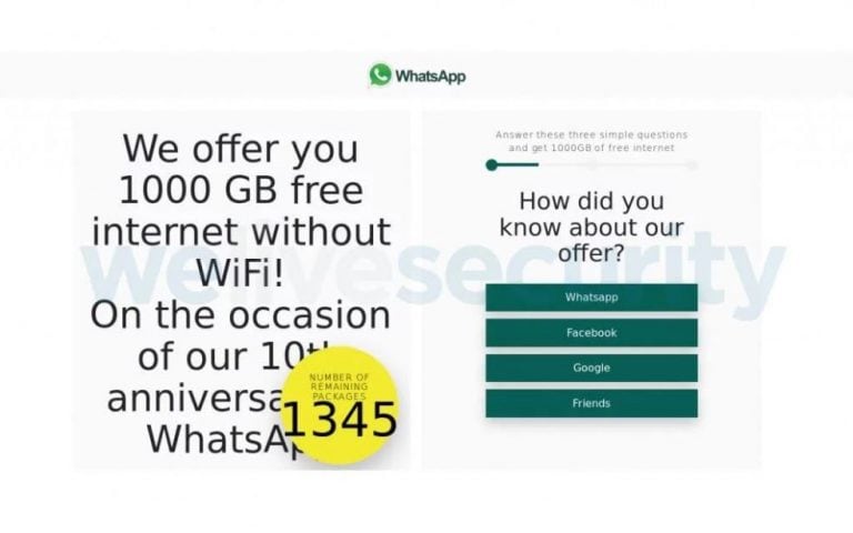 Estafa en WhatsApp: prometen mil gigabytes de datos pero sólo muestran publicidad ilegal (Foto: ESET)