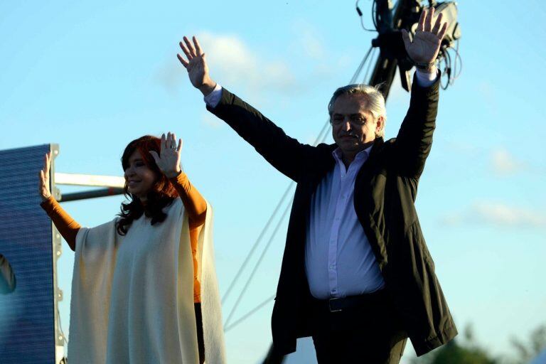 Alberto Fernández y Cristina Kirchner en Santa Rosa (Clarín)