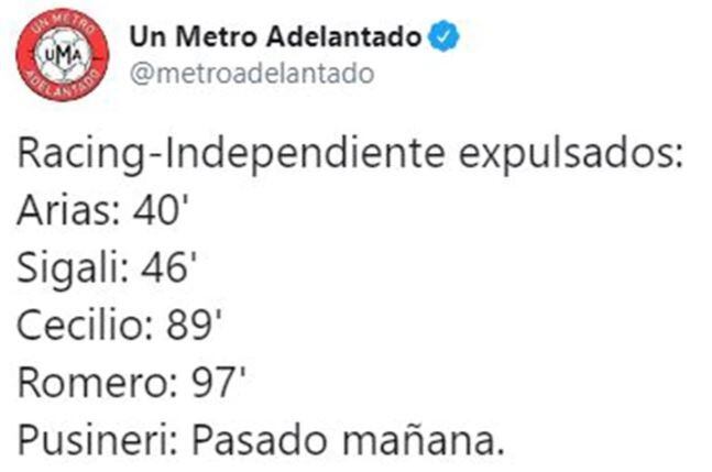 Los memes que dejó el clásico de Avellaneda entre Racing e Independiente (Foto: captura Twitter)