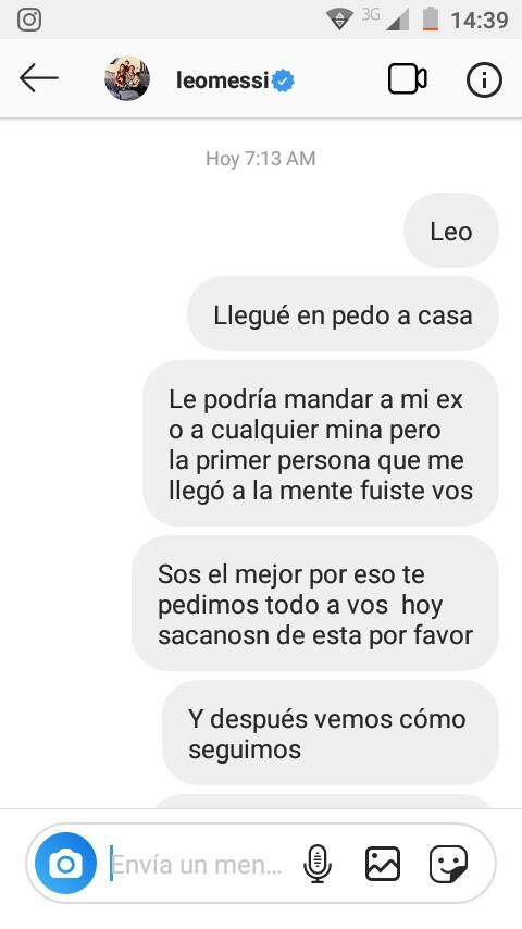 Se emborrachó, le escribió a Lionel Messi y sus mensajes se volvieron virales