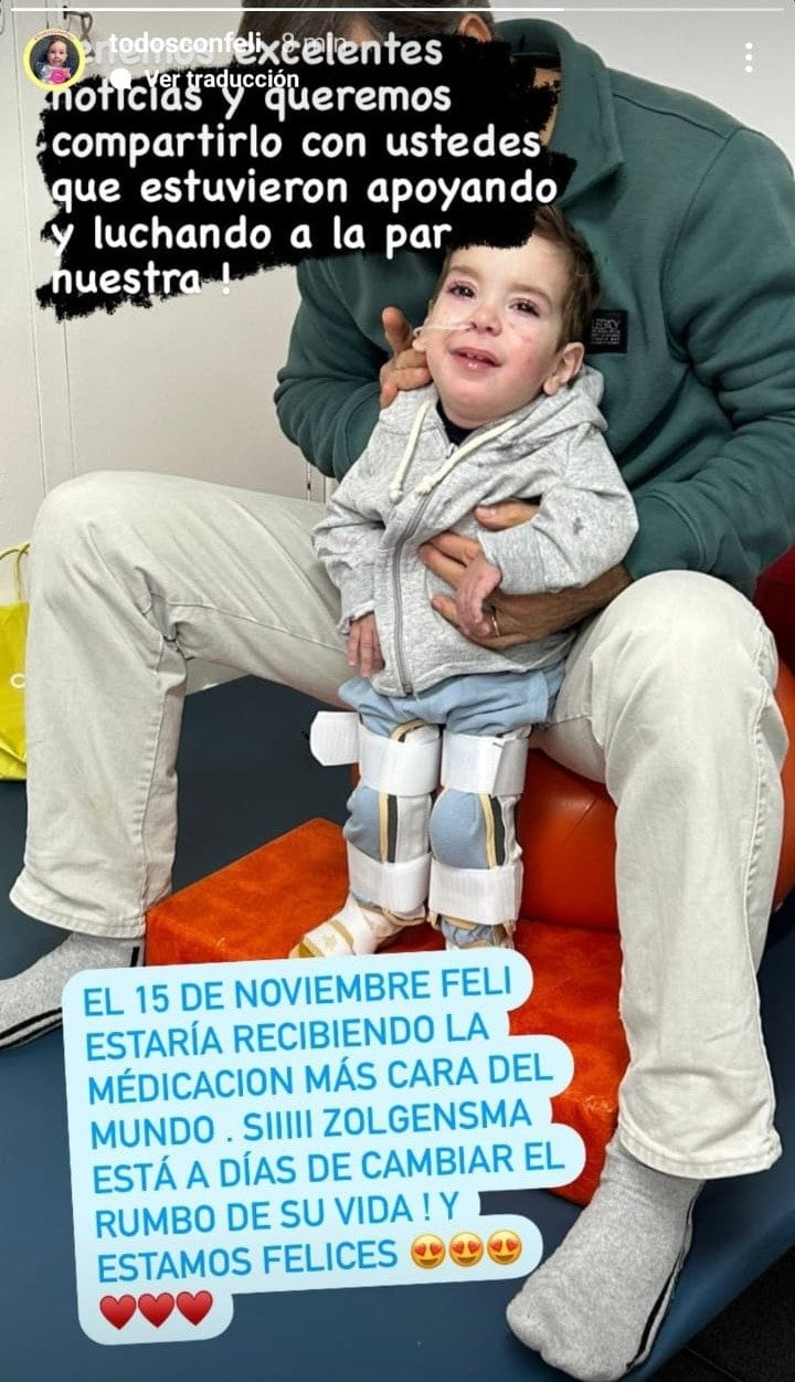 Feli, el bebé bahiense que consiguió el medicamento más caro del mundo.