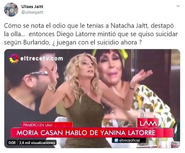 Ulises Jaitt contra Yanina Latorre (Twitter)