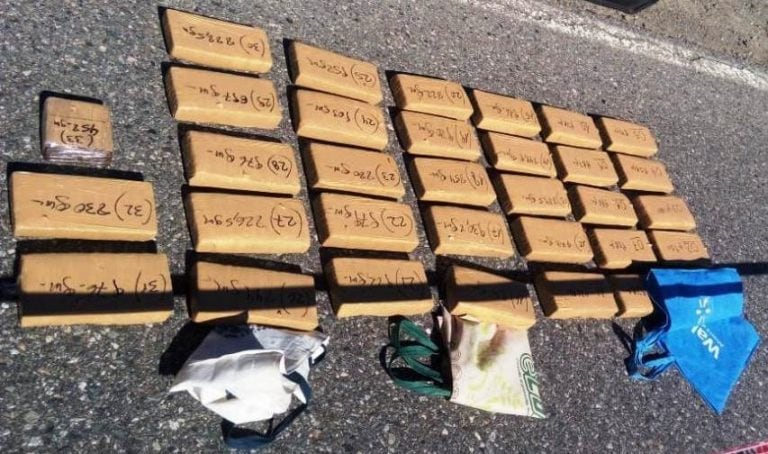 Alrededor de 32 kilos d derogas fueron parte del secuestro.