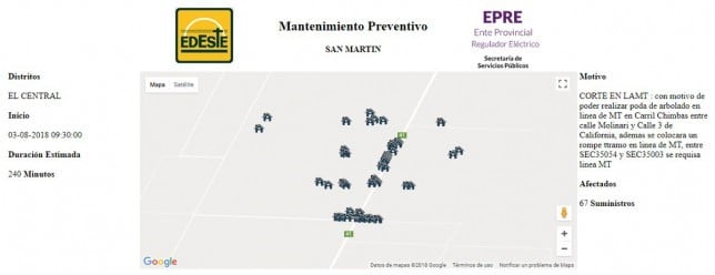 Cortes de energía en Mendoza