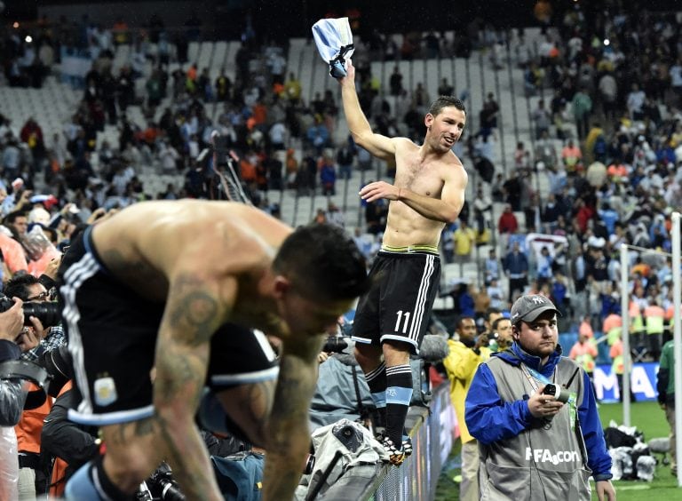 Maxi Rodríguez tras la semifinal del Mundial 2014 ante Holanda.