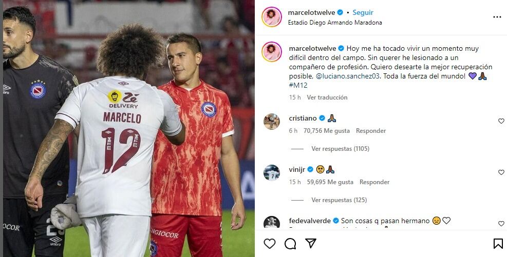 Marcelo le pidió disculpas a Sánchez en Instagram