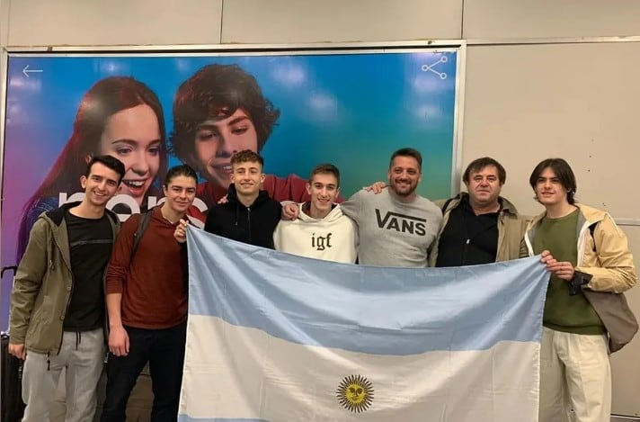 El equipo de Argentina esta mañana en Ezeiza.