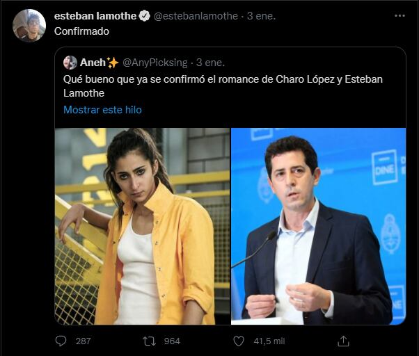 La reacción de Lamothe en Twitter.