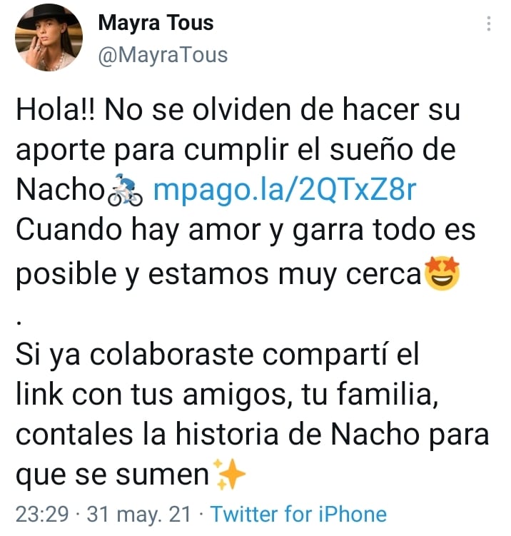 Mayra Tous es una de las que colaboró para concretar el sueño de Ignacio Campo para viajar a Bélgica.