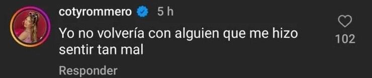 Coti Romero desmintió los rumores de reconciliación con El Conejo.