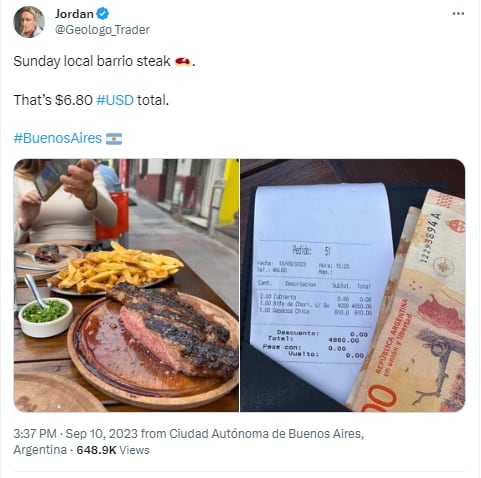 Fue a comer a una parrilla en Villa Crespo, le llegó la cuenta y se sorprendió por el precio