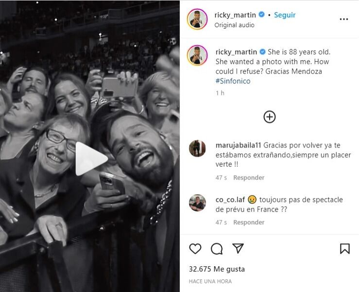 El mensaje que escribió Ricky Martin luego de su show en Mendoza.