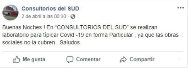 La médica hizo las publicaciones en Facebook y luego tuvo que retractarse.