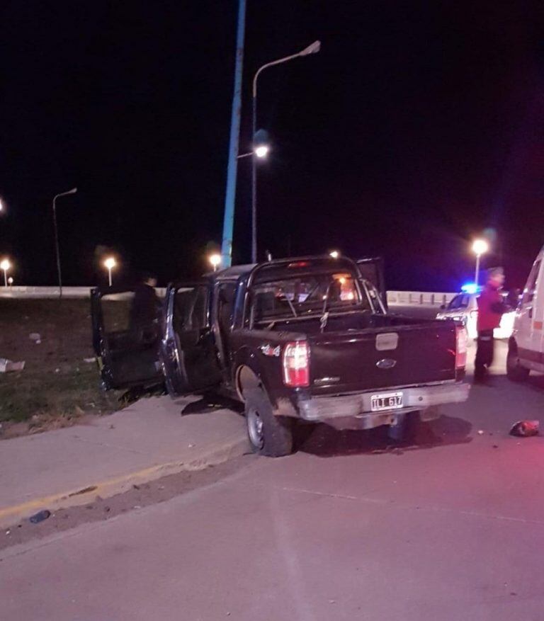 El vehículo colisión contra una palma