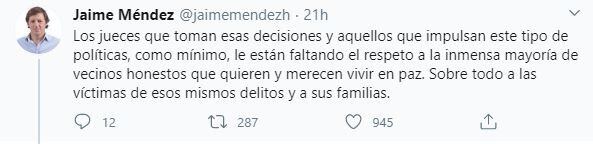 El descargo del intendente Jaime Méndez. (Twitter)