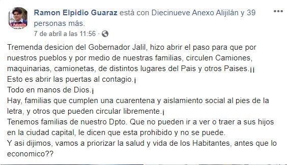 Captura de Facebook.