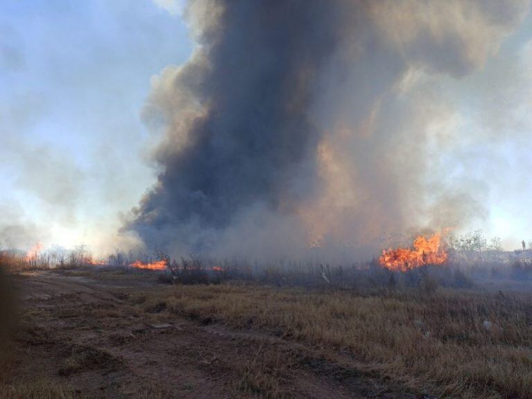 Bomberos de Arroyito trabajaron para sofocar el incendio en Basural Municipal