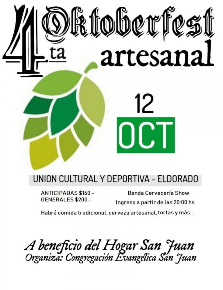 OktoberFest Artesanal en Eldorado este sábado 12.