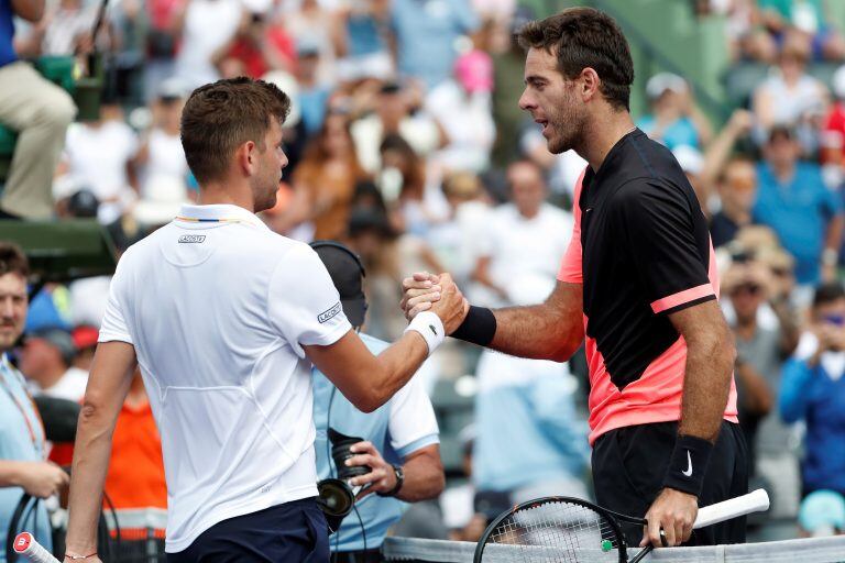 Del Potro venció a Krajinovic y avanzó a los cuartos de final del Masters 1000 de Miami. Foto: REUTER.