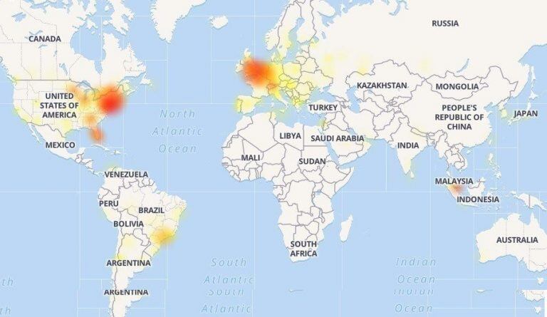 El mapa muestra las zonas donde se afectó el servicio de Whatsapp e Instagram (Web)