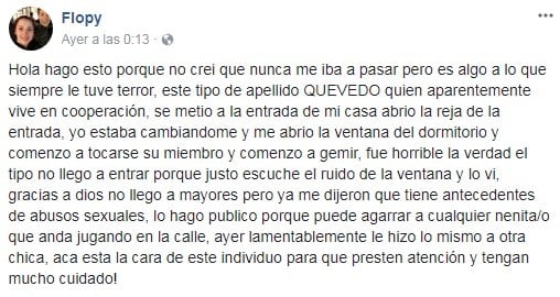 La joven hizo su descargo en las redes tras la desagradable situación que le tocó vivir. (Captura)