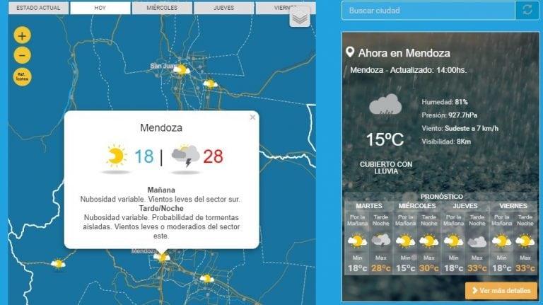 El clima en Mendoza.