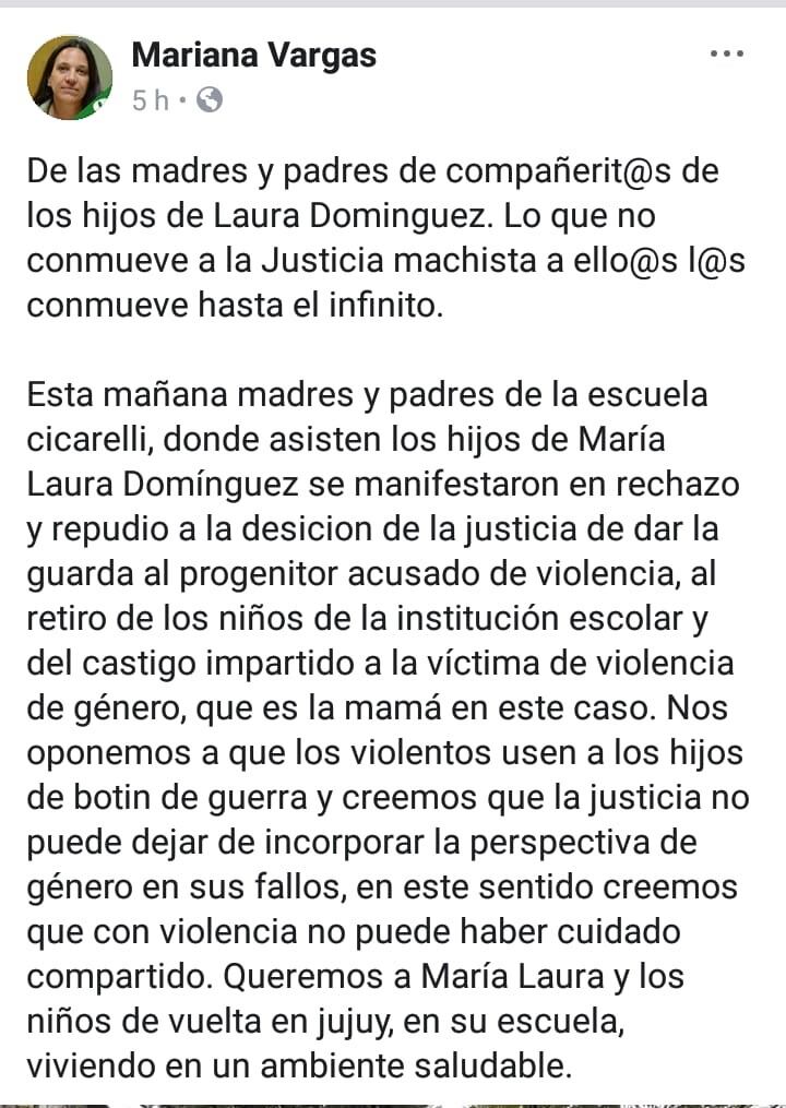 Declaración de Mariana Vargas abogada de María Laura Domínguez