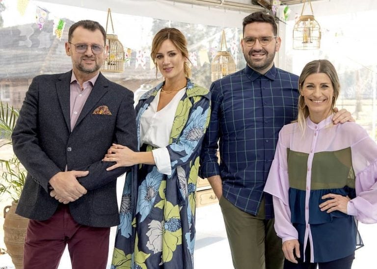 El jurado de Bake off Argentina y la conductora, Paula Chaves (Instagram)