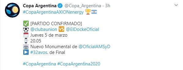 (Twitter: @Copa_Argentina)