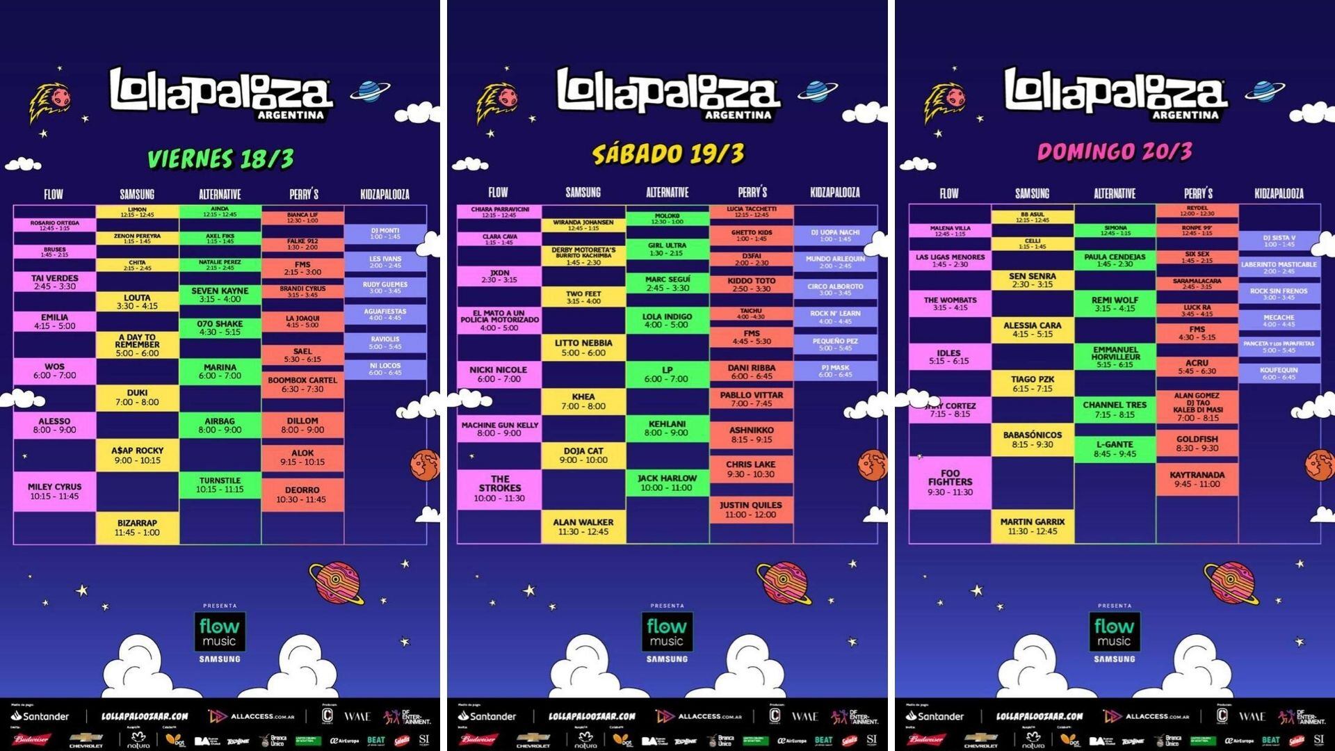 Grilla y horarios del Lollapalooza