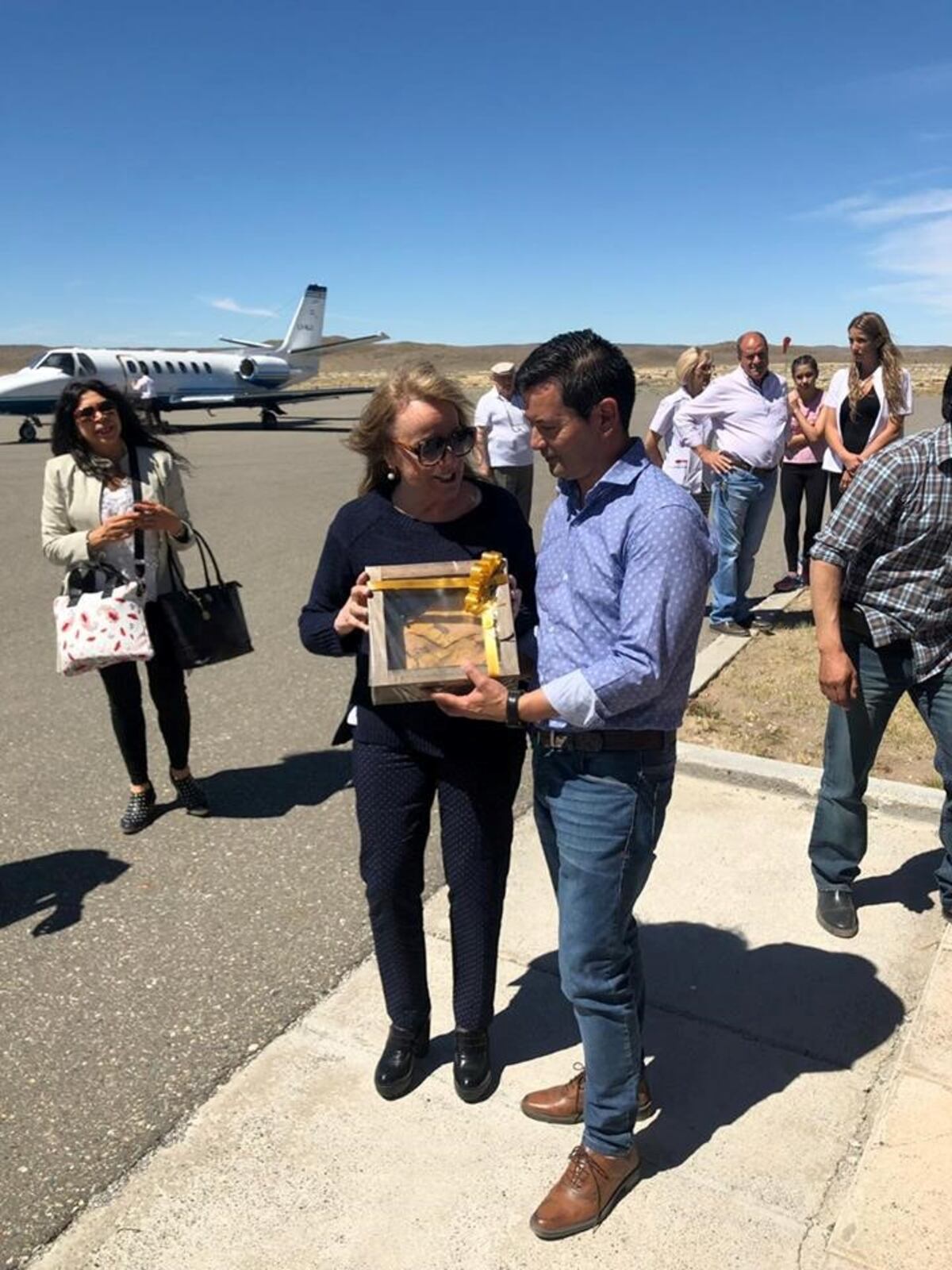 Alicia kirchner aterrizó hace minutos en Perito Moreno