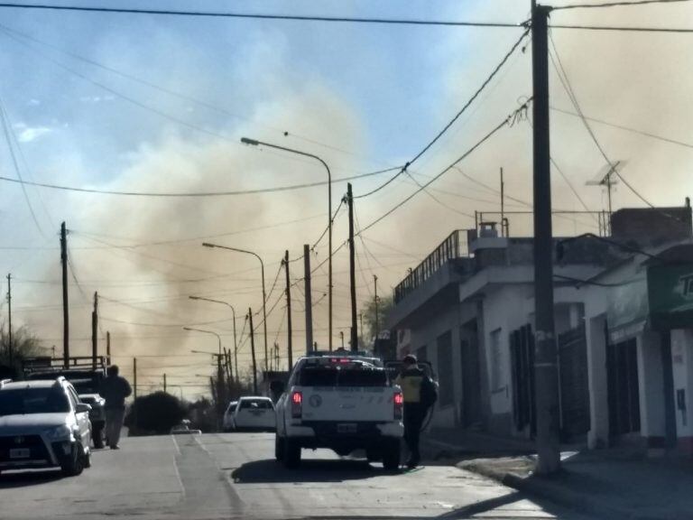 Así se veía desde la zona céntrica de Cosquín.