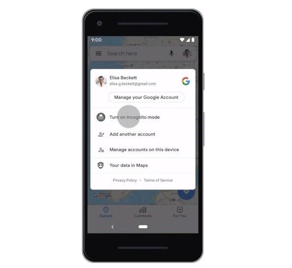 Modo incógnito de Google Maps