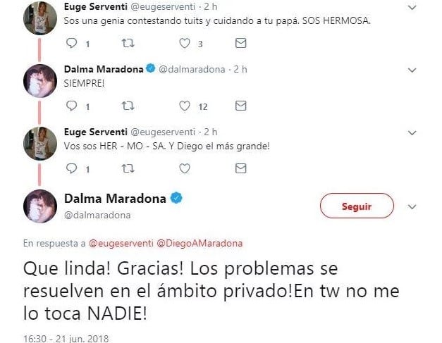 Dalma Maradona le dedicó un emotivo mensaje a su padre