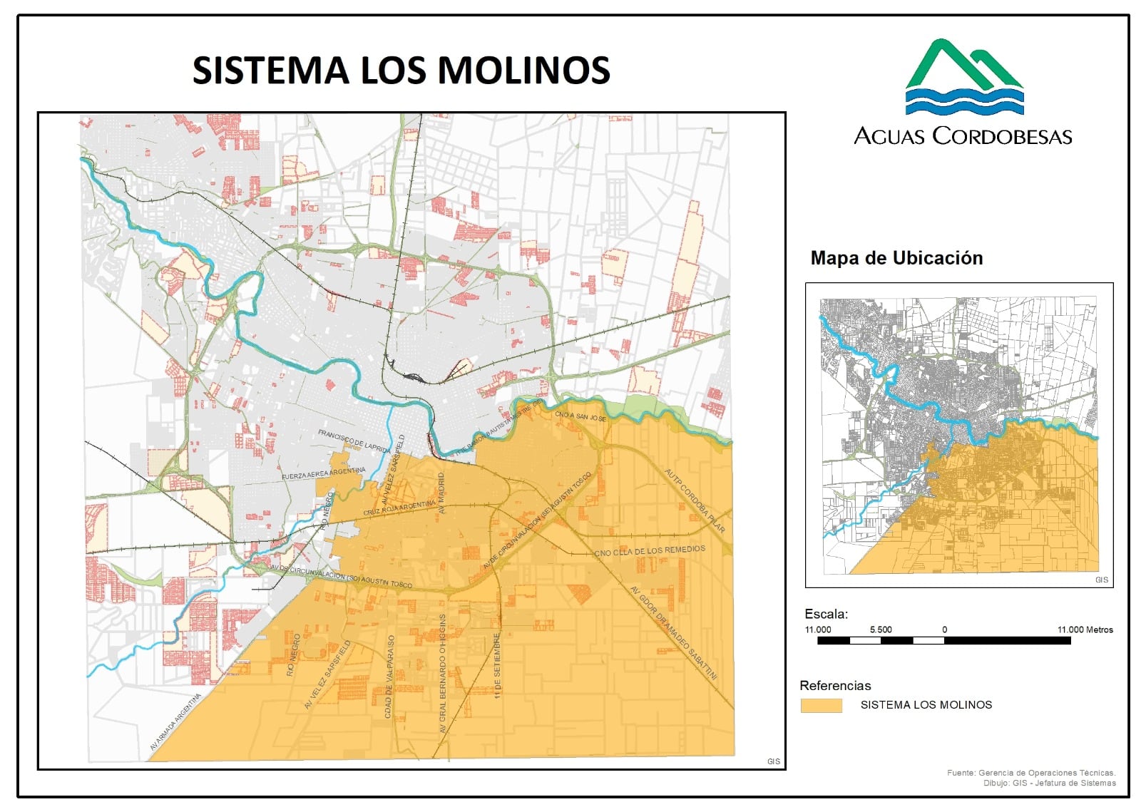 Aguas Cordobesas compartió un mapa con las zonas afectadas.