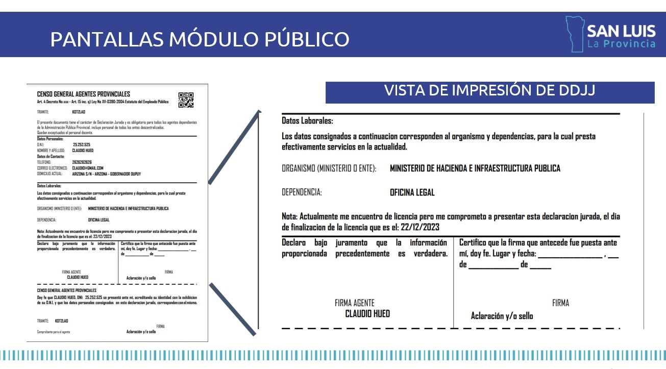 Formulario para el censo de los empleados públicos de San Luis