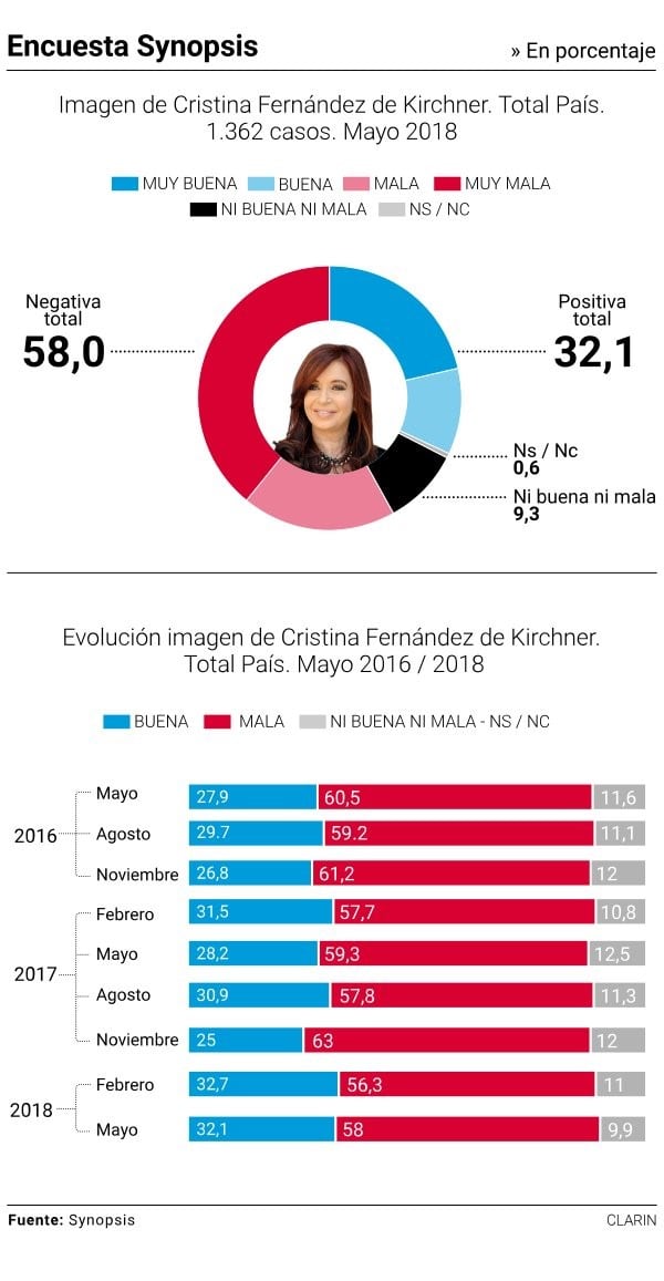 Encuesta sobre Cristina Kirchner (Crédito: Clarín)