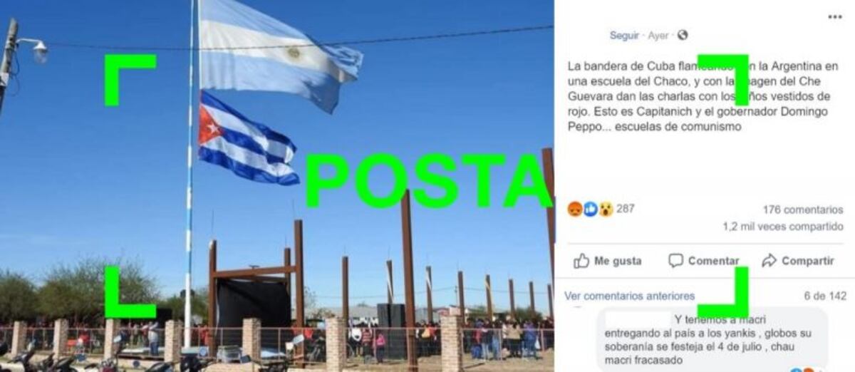 Sí, hubo un acto escolar en Chaco donde se izó la bandera de la Argentina junto a la de Cuba