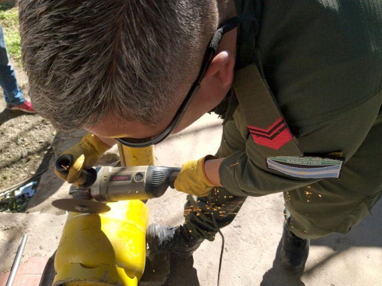 Encontraron 12 kilos de cocaína en una garrafa de gas. (Gendarmería Nacional)