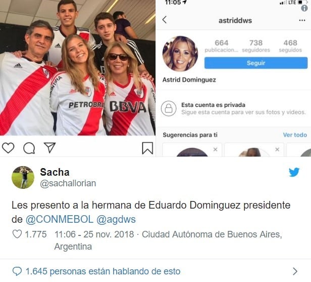 Una foto de la hermana del presidente de Conmebol enfureció a los hinchas de Boca